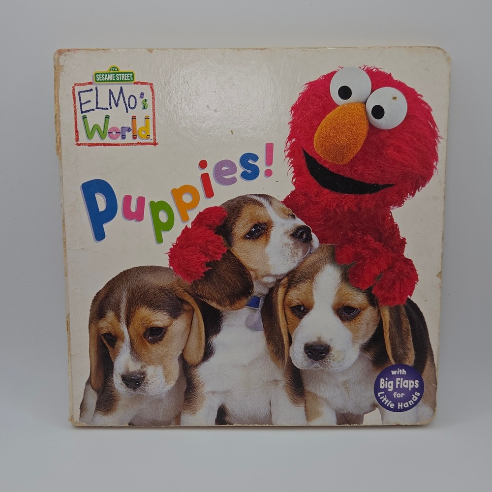 Vintage Sesame Street Elmo's World Puppies Flap Board Book 2000 ISBN 0375805753